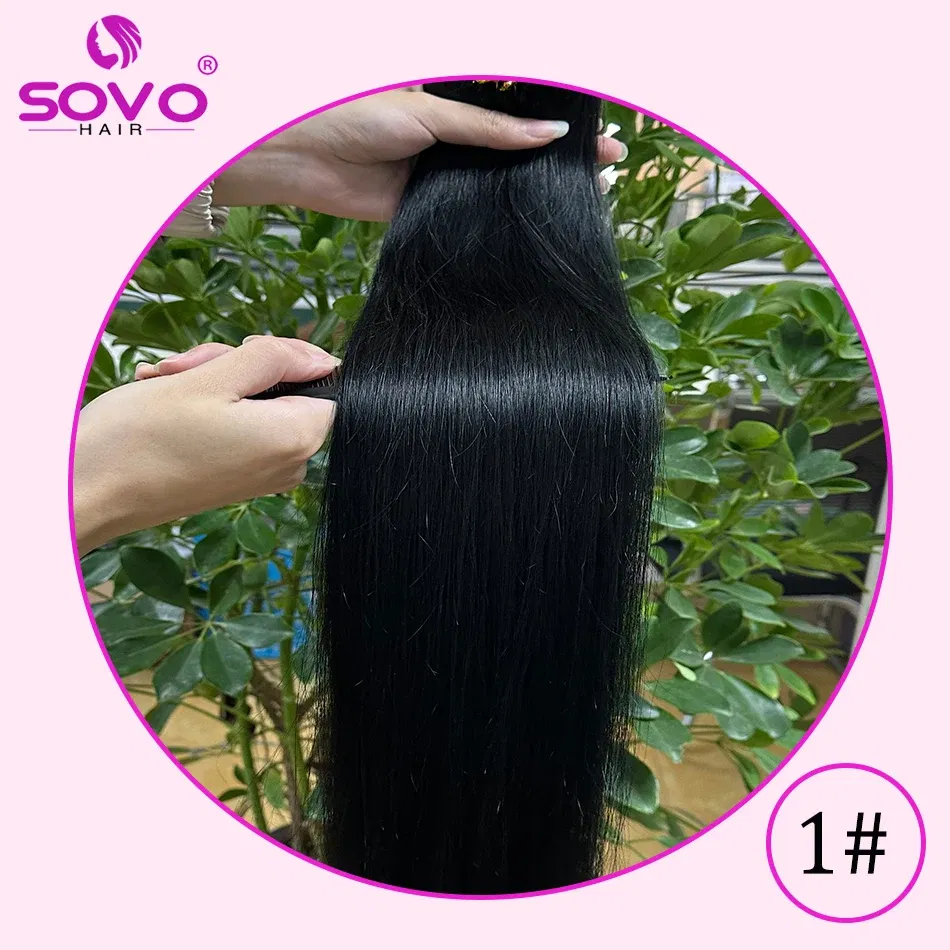 Color: #1, Length: 6inches - SOVO Clip In Hair Extensions Human Hair 3 Pieces Bone Straight Clip Ins Hair Extension 60-90G Real Natural European Hair 12-26"