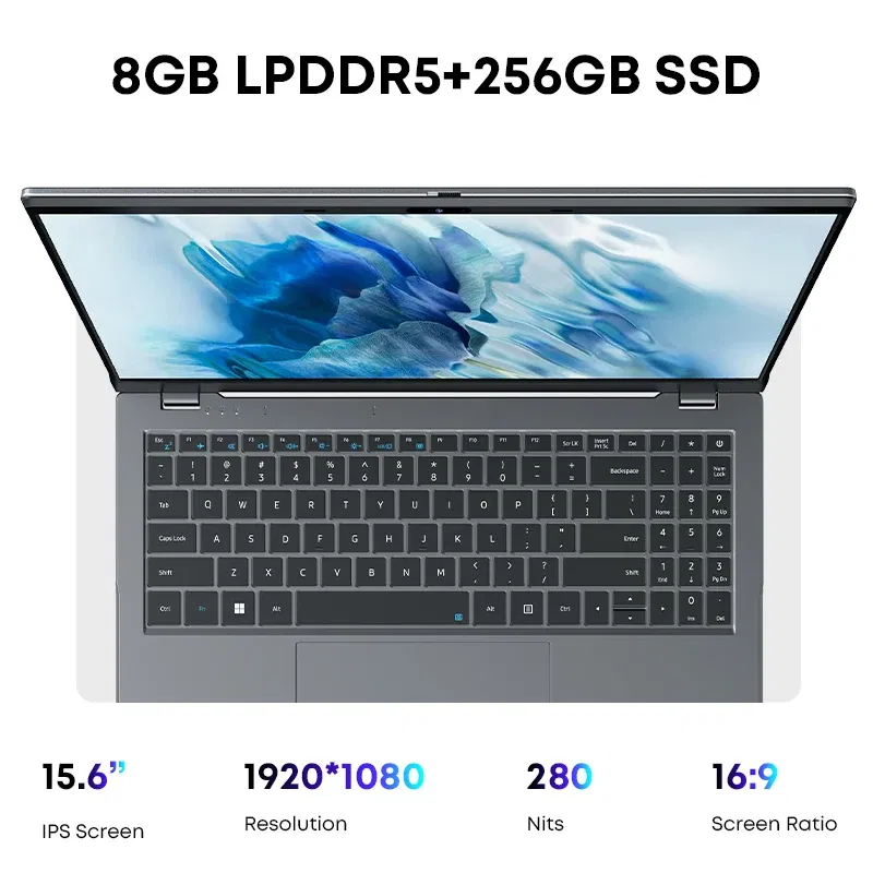 Color: Blue, Ships From: CHINA - To GemiBook Plus Laptop 15.6" Intel N100 Graphics for 12th Gen 1920*1080P 16GB RAM 512GB SSD With Cooling Fan Windows 11