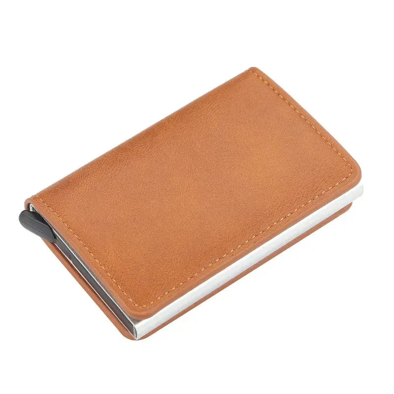 Color: Black&Red - 2024 Men Women Business ID Holders Metal Aluminum Shell Anti-degaussing Automatic Pop-up Rfid  Multi-card Bit Cardholder Holders