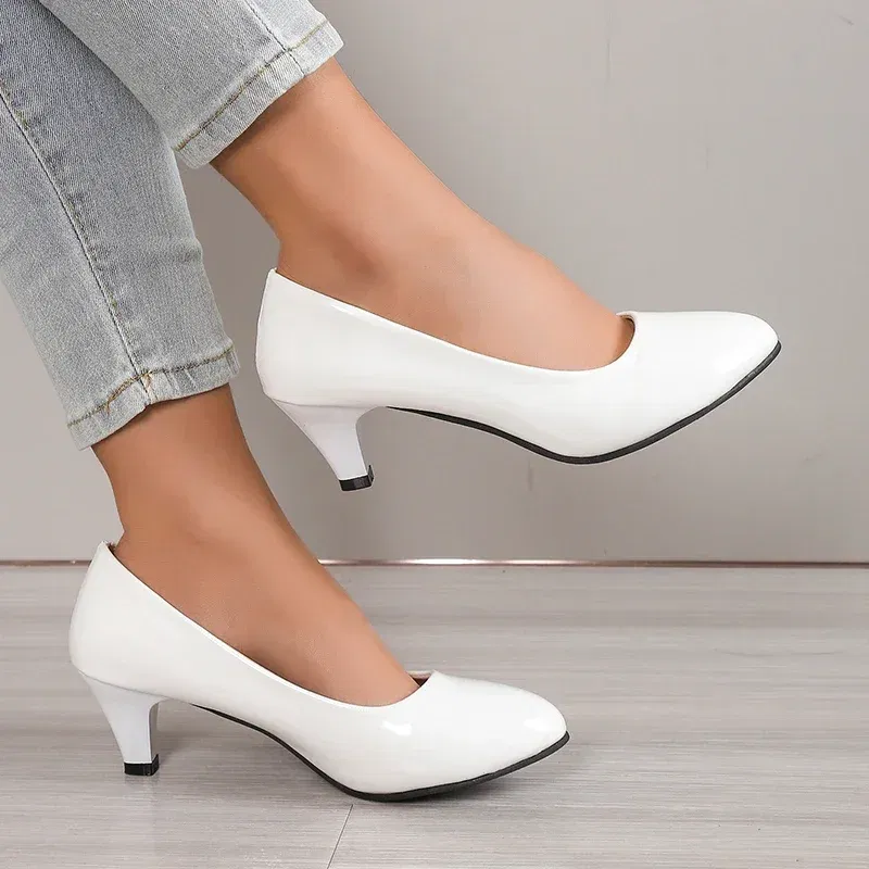Color: Black, Shoe Size: 36 - Women Pumps Nude Shallow Mouth Women Shoes Fashion Office Work Wedding Party Shoes Ladies Low Heel Shoes Summer Heels Woeman