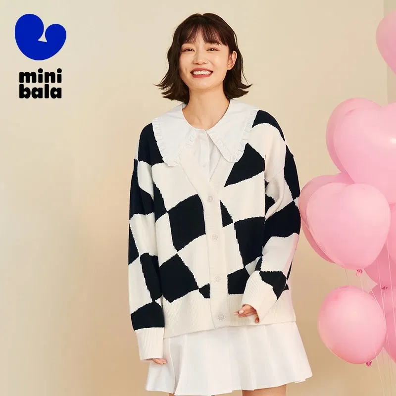 Color: Brown, Size: XL, Ships From: CHINA - Mini Bala Cardigan Sweater Girls 2024 Spring and Autumn New Arrival Mother-Daughter Outfit Parent-Child Coat