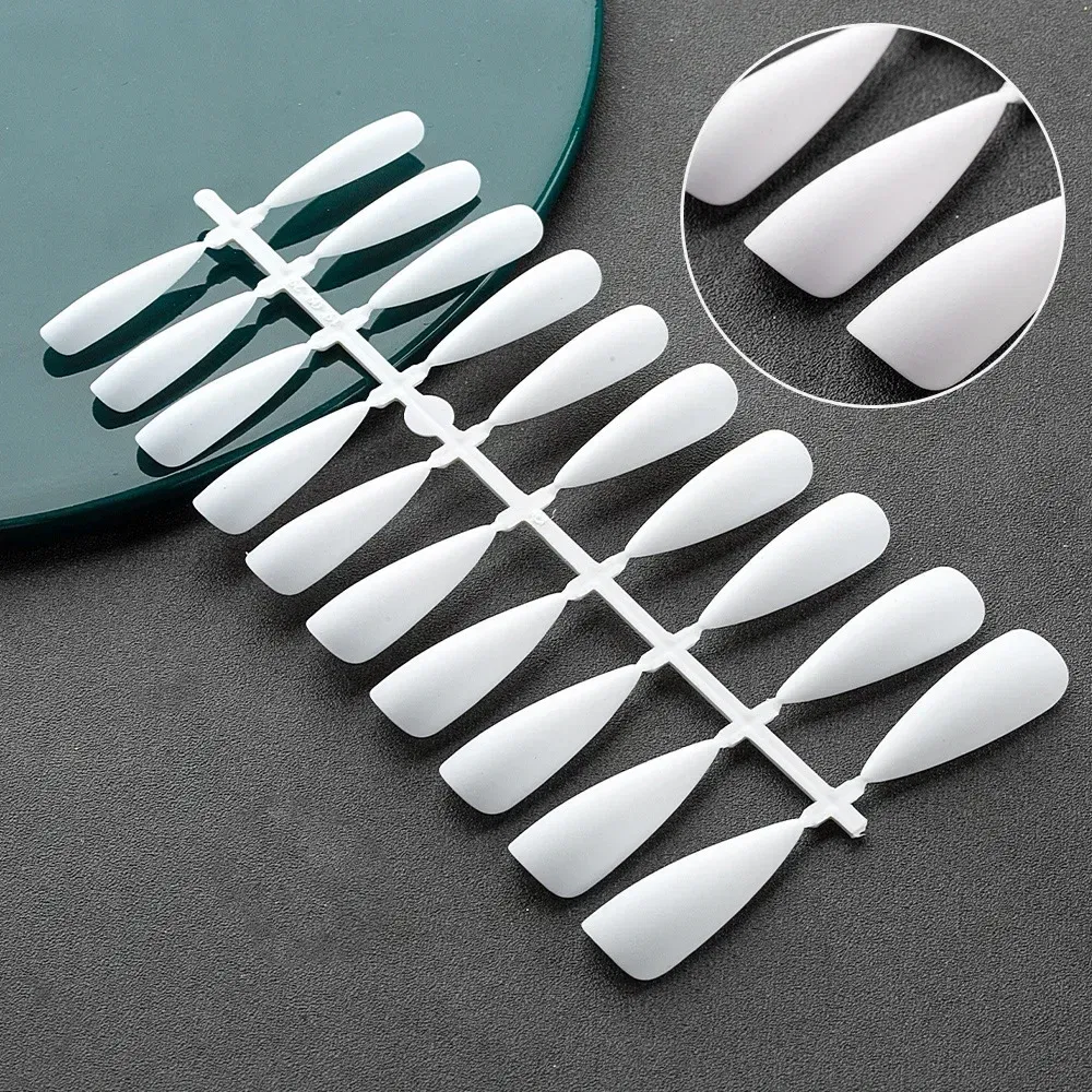 Color: GRAY - Matte False Nails 24PCS  Head Frosted Press Glue on Fake Nail Tips Ballet Detachable Full Cover Artificial Fingernails