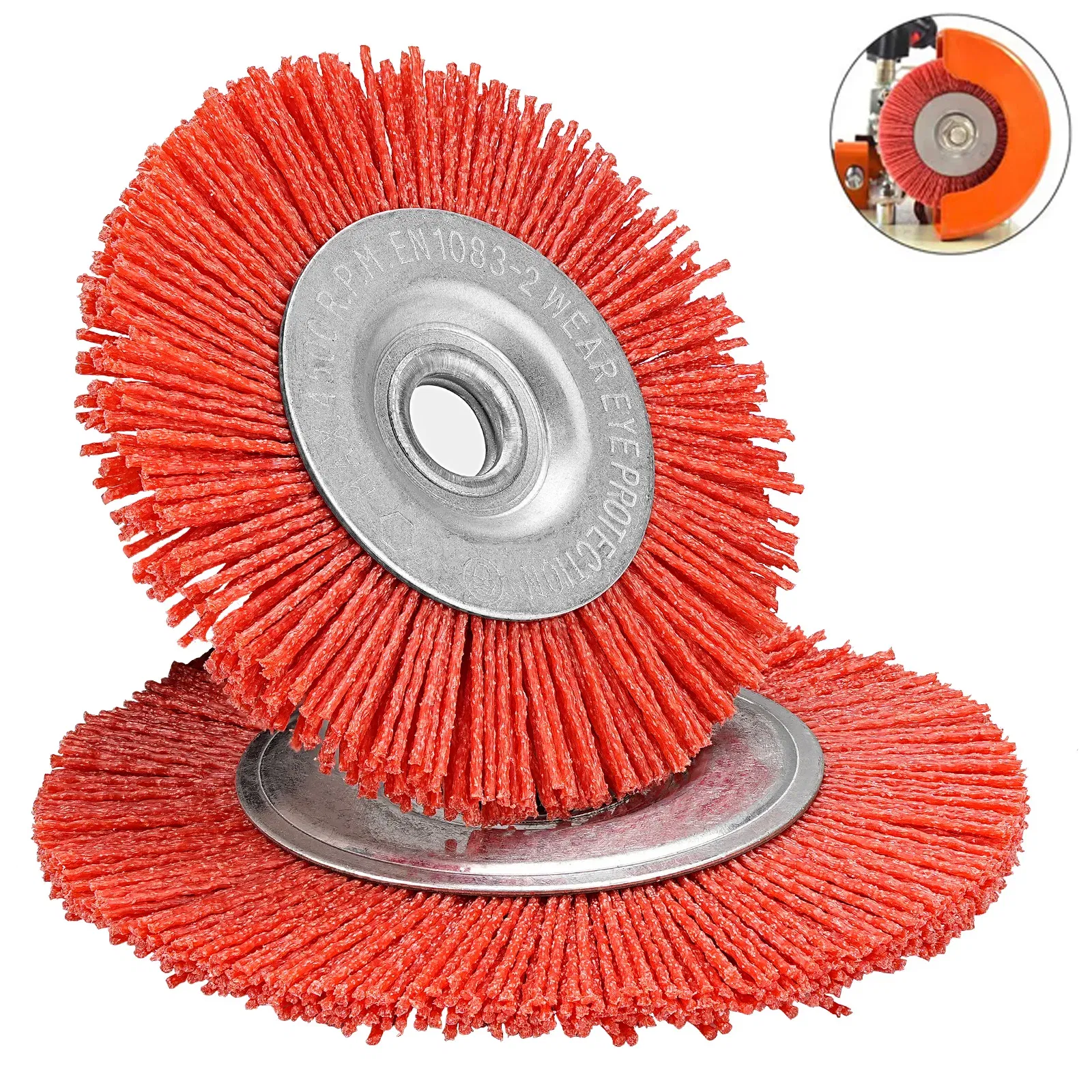 Color: Brown - 100mm/125mm Nylon Wheel Brush Abrasive Wire Polishing brush Woodworking Grinding Metal Deburring for Grinder Rotary Tool