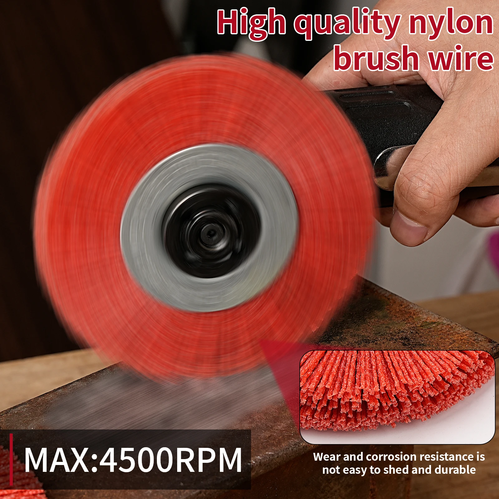 Color: Brown - 100mm/125mm Nylon Wheel Brush Abrasive Wire Polishing brush Woodworking Grinding Metal Deburring for Grinder Rotary Tool