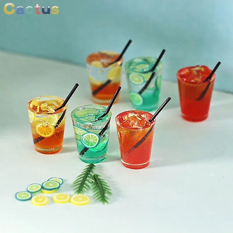 Color: ArmyGreen - Miniature Toy Cocktail Drinks Doll Toys Dollhouse Accessories Miniature Items For 1:6/1:12 Doll House Kitchen Ornaments