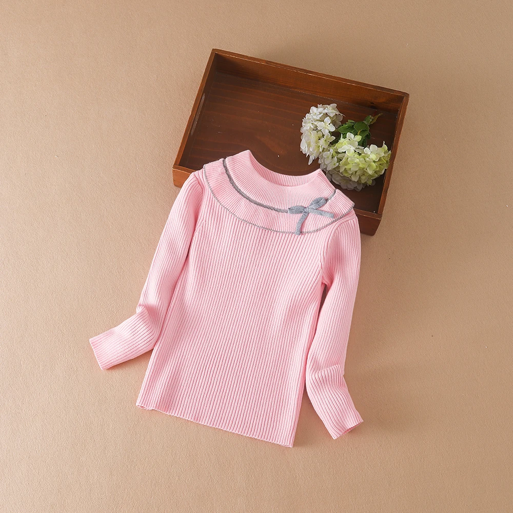 Color: Pink, Kid Size: 8T - Girls Sweater Pullovers Autumn Winter Baby Warm Sweaters Tops Children Knitwear Kids Clothes