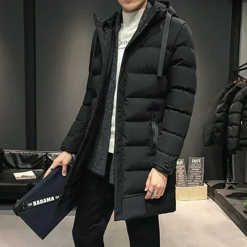 Color: Beige, Size: L - Men Long Down Jackets Winter Coats Chaquetas Hooded Casual Winter Parkas High Quality Male Green Warm Parkas Coats Size 8XL