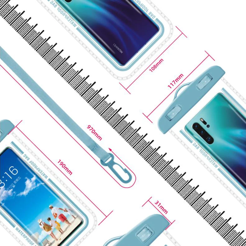 Color: SKY BLUE, Material: ABS, Bundle: Case & Strap - Taidacent 7.2 Inch Universal Outdoor Waterproof Phone Bag Wholesale Mobile Phone Bag Waterproof Phone Case Drift Swimming Bag