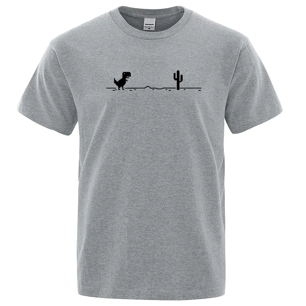 Color: green, Size: XL - Mens T-shirts Printed Dinosaur Cactus Funny Tops Summer Cotton T-shirt for Men Casual O-Neck Tee Shirts Streetwear Basic Top