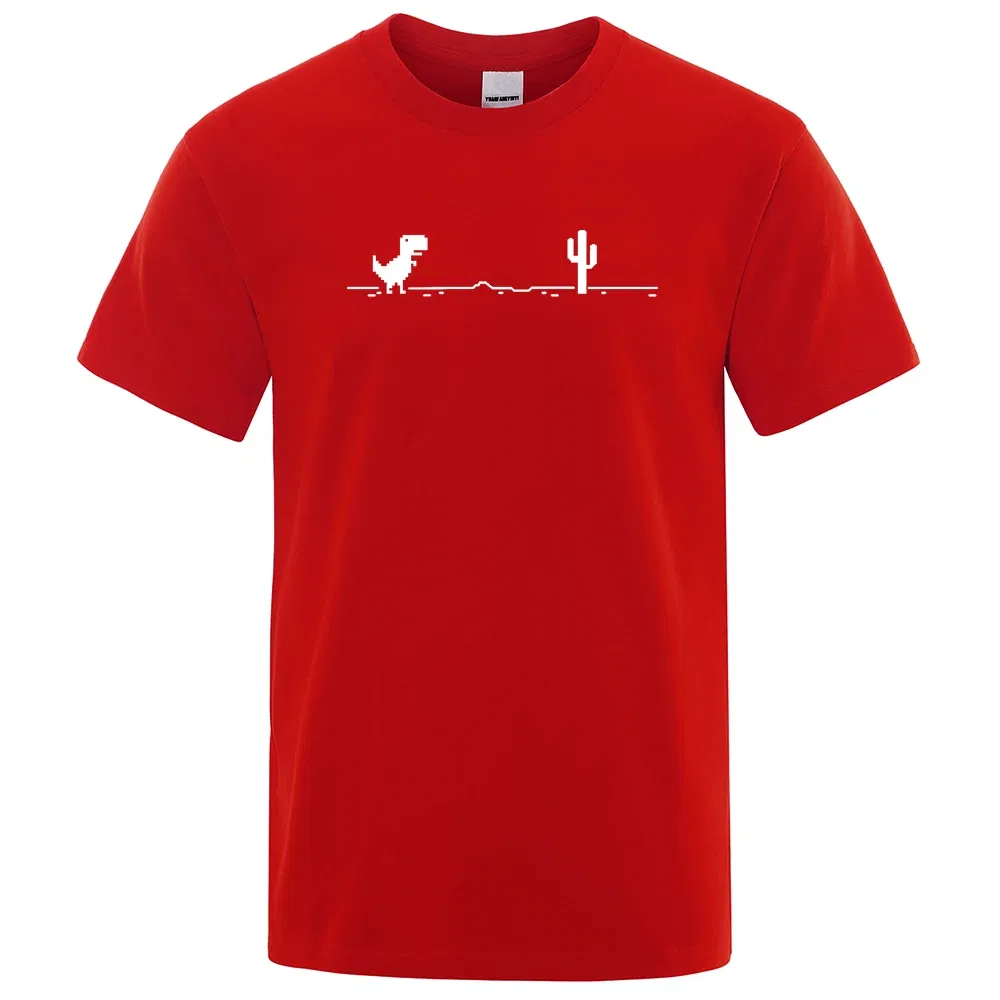 Color: green, Size: XL - Mens T-shirts Printed Dinosaur Cactus Funny Tops Summer Cotton T-shirt for Men Casual O-Neck Tee Shirts Streetwear Basic Top