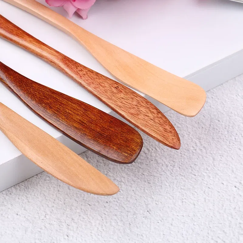 Color: green - Wooden Marmalade Knife Mask Butter Knife Cheese Dessert Jam Tabeware Dinner Breakfast Toast Bread Thick Handle Knife Kichen Tool