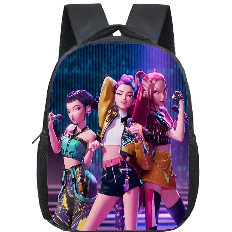 Color: army green - KPop Demon Hunters School Bags 12inch Lightweight Children Backpack Girls Boys Orthopedic Kids Book Bags Back To School Mochilas