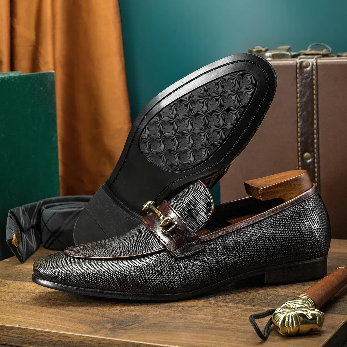 Color: Red, Shoe Size: 47 - Hanmce High Top Sell Designer Shoes Men Handmade Genuine Leather Loafers Shoes
