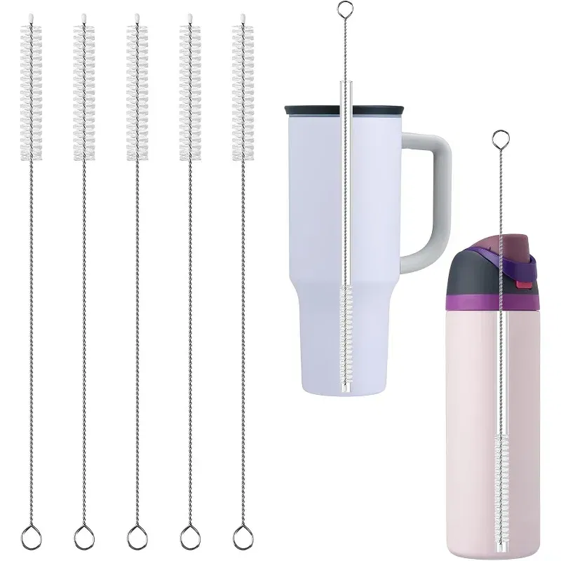 Color: Blue, Ships From: CHINA - 2-10Pcs Drinking Straw Cleaning Brush Kit Straw Tube Pipe Cleaner Nylon Stainless Steel Long Handle Cleaning Brushes forStraws
