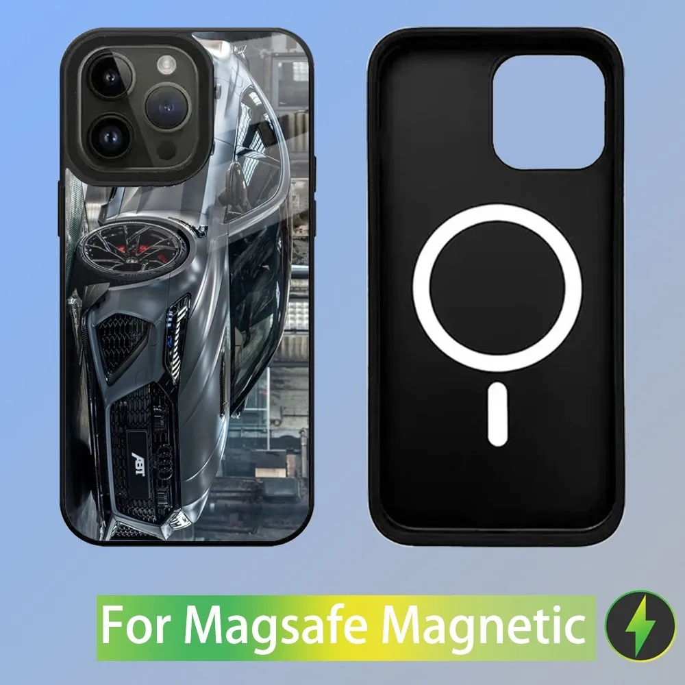 Color: Brown, Material: Microfiber - R-S 6 7 sport car Phone Case For iPhone 16,15,14,13,12,11,Plus,Pro,Max Mini A-AudiS-S Magsafe Magnetic Wireless Charging