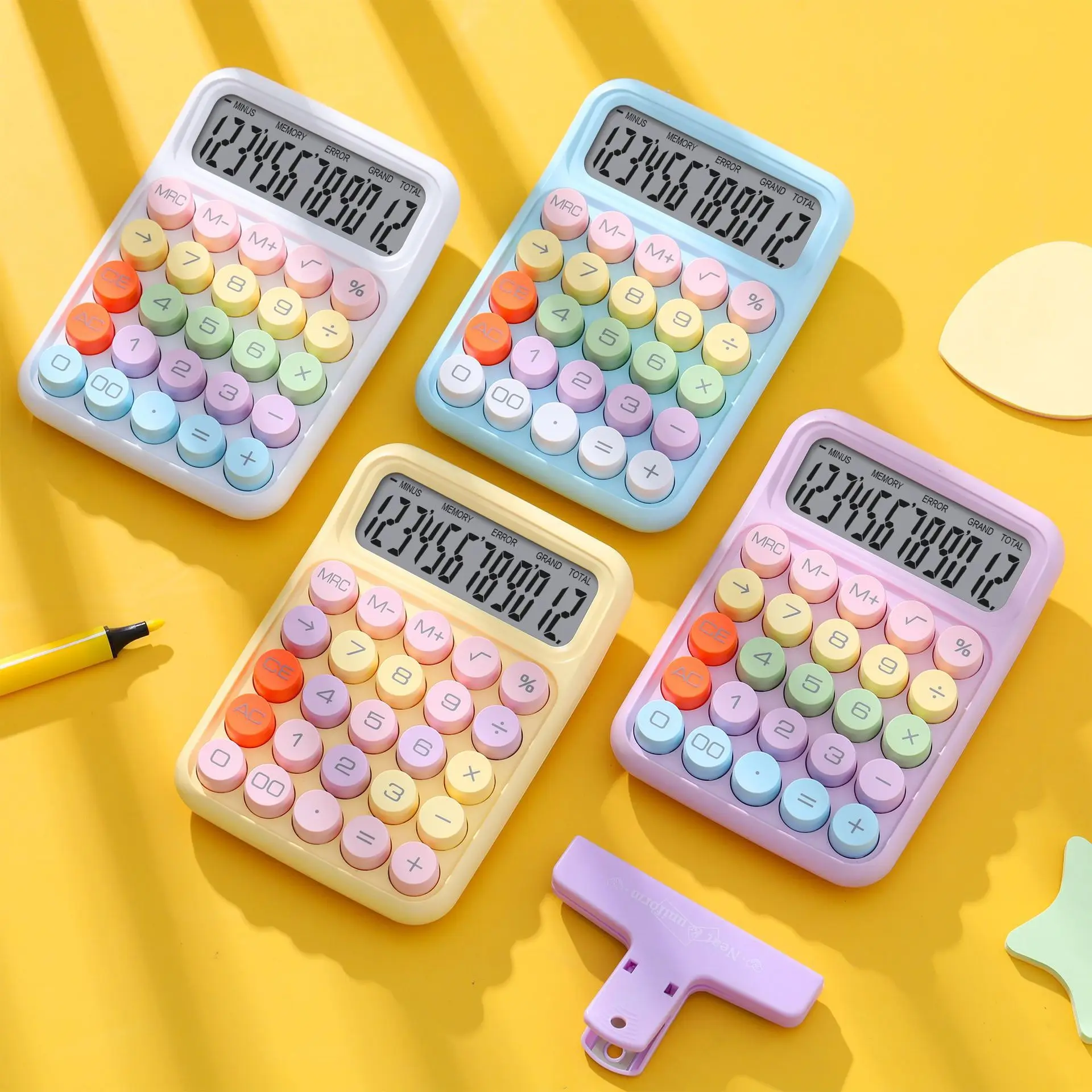 Color: Blue - Ins Dopamine Candy Color Calculators Large Display Mechanical Dot Keyboard Back To School Supplies Students/Finance Stationery