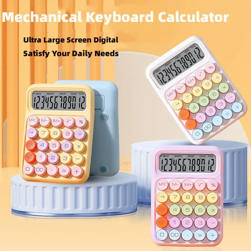 Color: Blue - Ins Dopamine Candy Color Calculators Large Display Mechanical Dot Keyboard Back To School Supplies Students/Finance Stationery