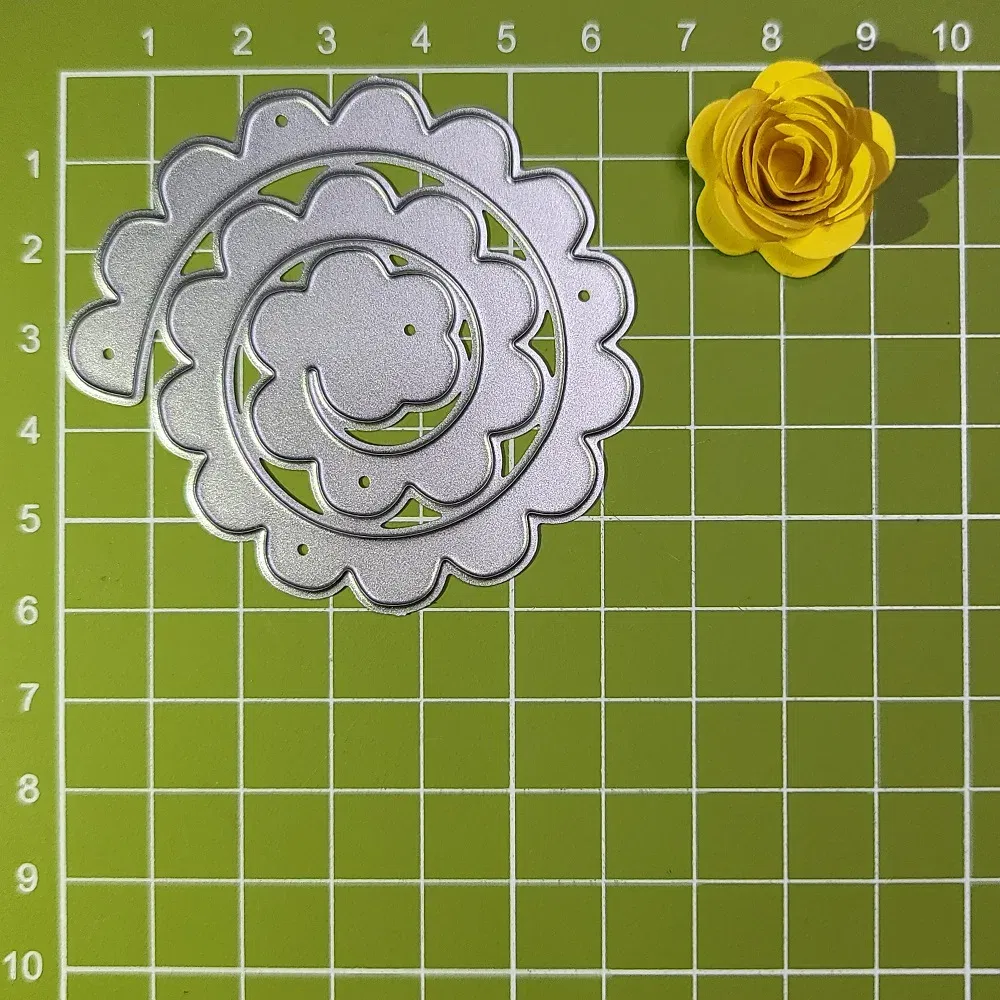 Color: light yellow, Size: S, Ships From: CHINA - 6 Styles Spiral Flower Metal Cutting Dies Scrapbook Embossing Circle Die Cuts Album DIY Craft Cutting Die 2023 New