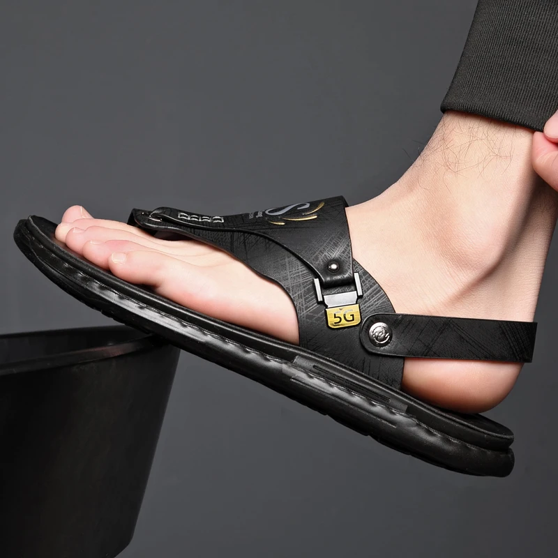 Color: black, Shoe Size: 40 - Outdoor Summer Men's Sandals Summer  Office  Shoes Non-Slip Mens Casual Sandalis Black