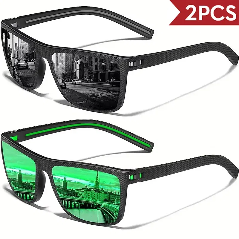 Lenses Color: Coffee - 2/3PCS Amazing Men Polarized Sunglasses Unisex UV400 Glasses Fishing Goggles Outdoor Sport Eyewear  for Driving Fishing Cycling