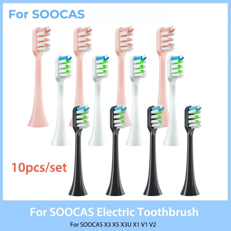 Color: Ivory - Replacement Brush Heads for Xiaomi SOOCAS X3 X5 V1 X3U Soft Bristle 10 Pieces Electric Toothbrush Dupont Bristle Sealed Packed