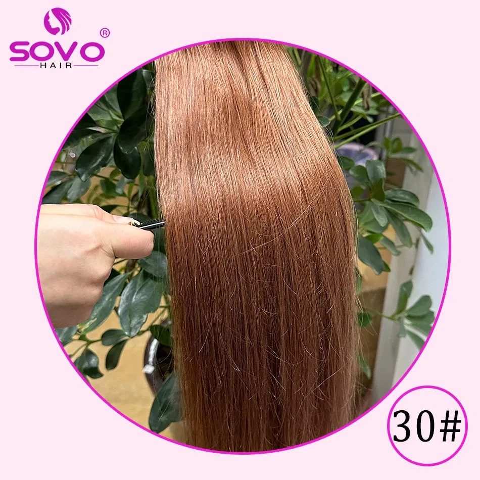 Color: #30, Length: 20 INCHES - SOVO Clip In Hair Extensions Human Hair 3 Pieces Bone Straight Clip Ins Hair Extension 60-90G Real Natural European Hair 12-26"
