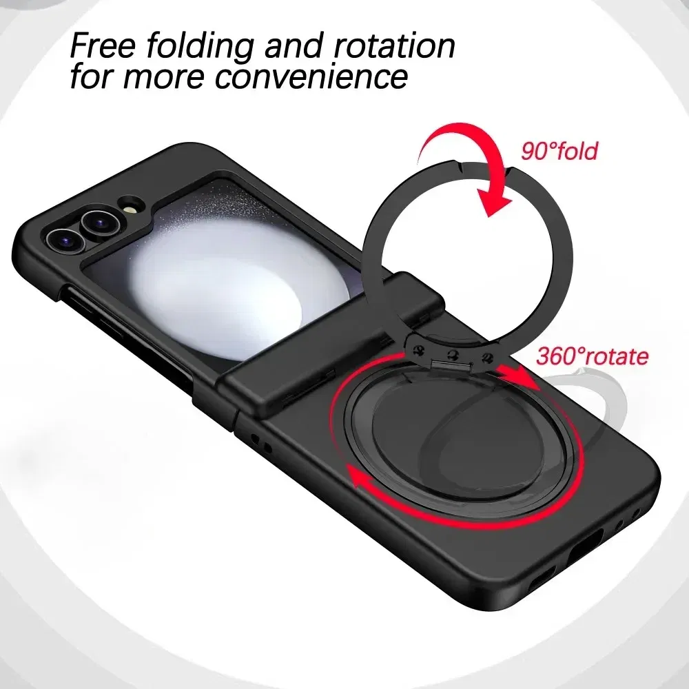 Color: PURPLE, Material: ABS - For Samsung Galaxy Z Flip 3 5 4 6 Magsafe Case Wireless Charging Hinge All-inclusive Flip Shockproof Hard Magnetic Holder Cover