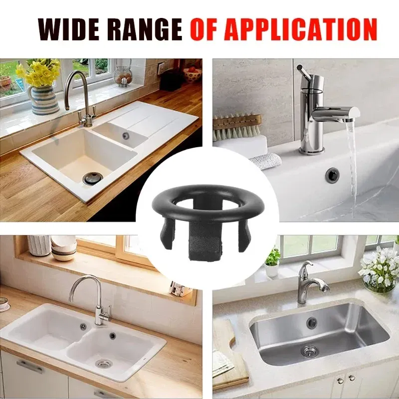 Color: Light Grey, Outer Diameter: 84mm - 4/1pcs Sink Hole Round Overflow Cover Kitchen Basin Trim Hollow Overflow Ring Plug Bathroom Wash Basin Overflow Ring Accessories