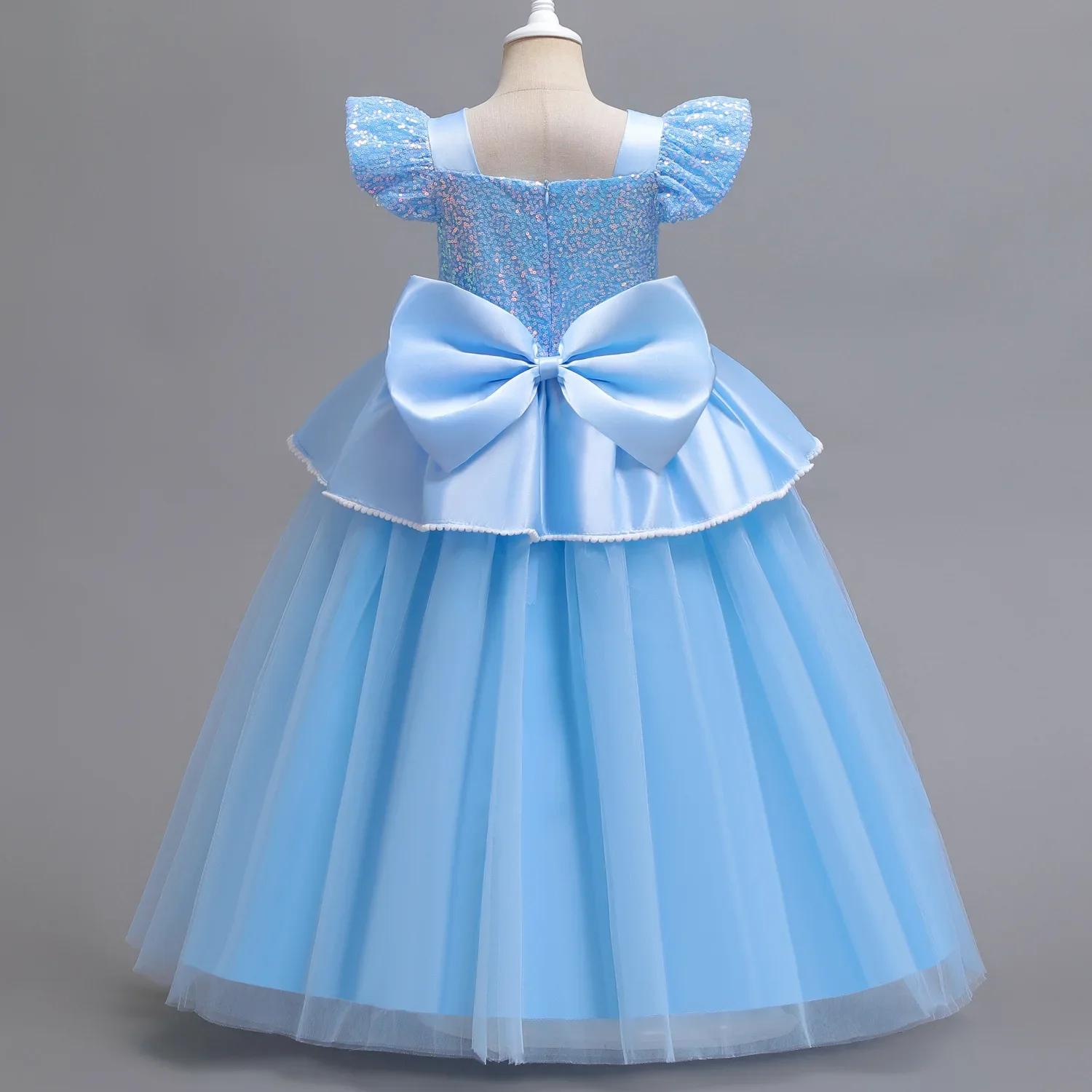Kid Size: 5, Color: MULTI - Disney Deluxe Elegant Cinderella Princess Ball Gown Fancy Birthday Cinderella Party Dress Vestidos Costume Play Carnival Apparel