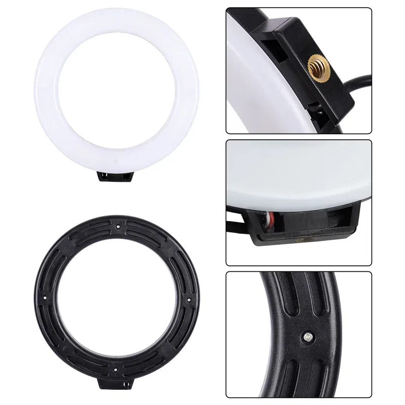 Color: Orange, Ships From: CHINA - 6inch Mini LED Desktop Video Ring Light Selfie Lamp With Tripod Stand USB Plug Table Lamp For Make TikTok Youtube Makeup Video