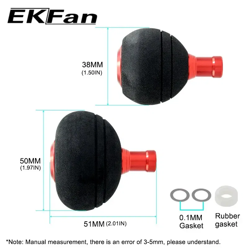 Color: Black - EKfan 40/50MM  EVA Knobs Fishing Reel Handle For SHI&DAI Spining Baitcast 1000-5000