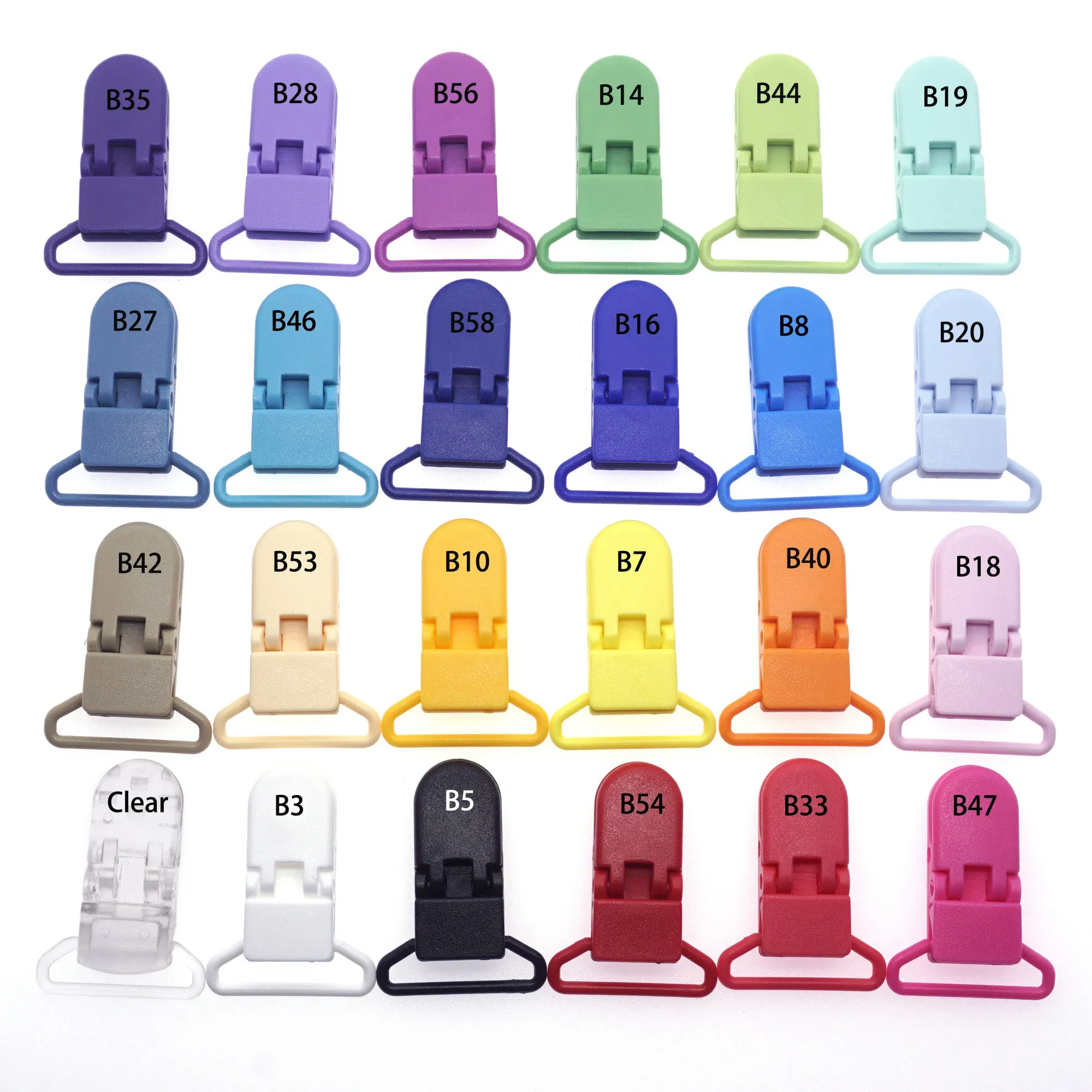 Color: DEEP BLUE - 48Pcs Eco-friendly Plastic Baby Pacifier Clips Holder Mix Colors Dummy Soother Bib Suspender Clip Transparent 25MM Free Shipping