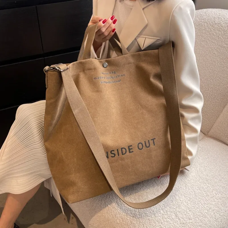 Color: Blue - High Quality Canvas Men and Women Simple Cross-body Bag Wash Canvas Thick Handbag Large Capacity Arts Students Package Satchel