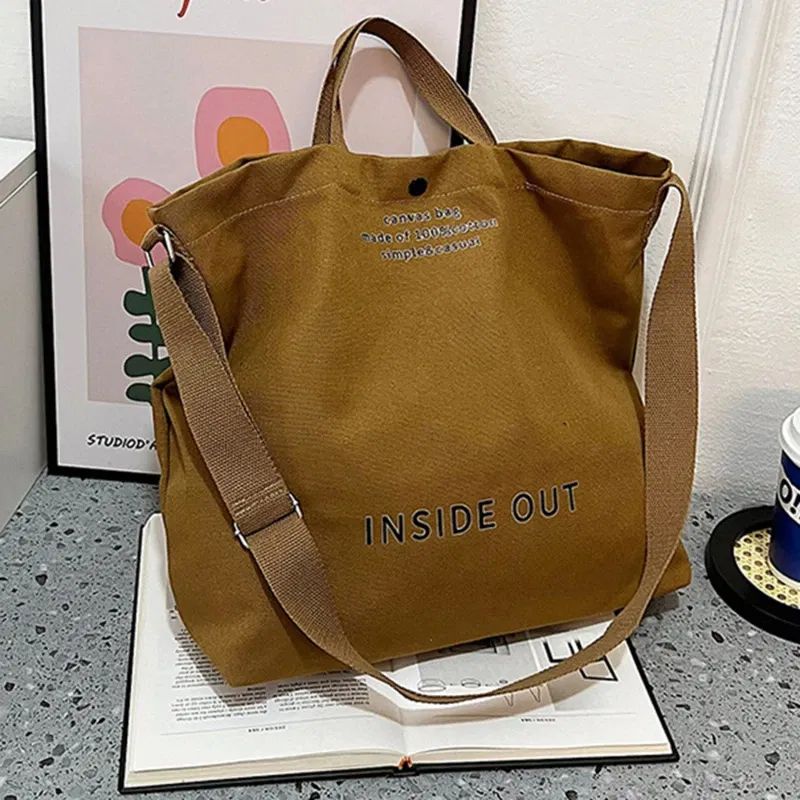 Color: Blue - High Quality Canvas Men and Women Simple Cross-body Bag Wash Canvas Thick Handbag Large Capacity Arts Students Package Satchel