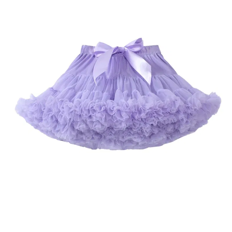 Color: PURPLE, Kid Size: 2T - Baby Girls Tulle Tutu Skirt Ballerina Pettiskirt Fluffy Children Ballet Skirts For Party Dance Princess Girl Tulle Clothes 1-10Y