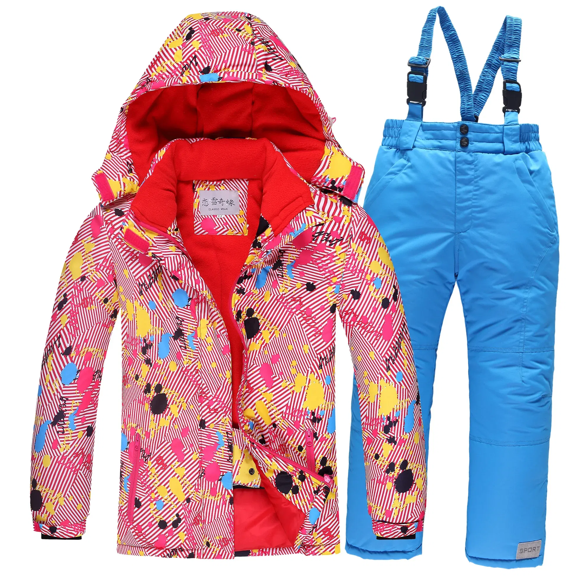 Color: Orange, Kid Size: 4T - OLEKID 2025 Russia Winter Children Boy Ski Suit Waterproof Girl  Jacket Overalls Snowsuit 3-16 Years Kid Teenage Parka Snow Suit