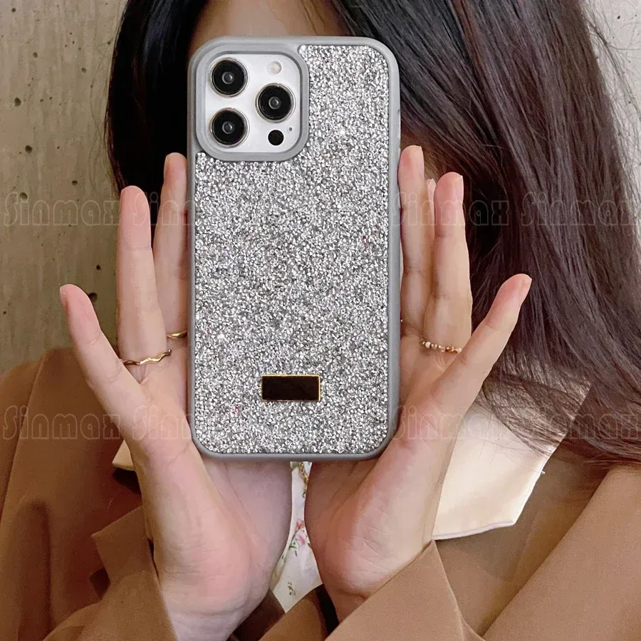 Color: Silver, Material: Silicon - Bling Glitter Phone Case For iPhone 16 15 14 13 12 Pro Max 11 Vogue Protective Soft Diamond Cover Coque Funda