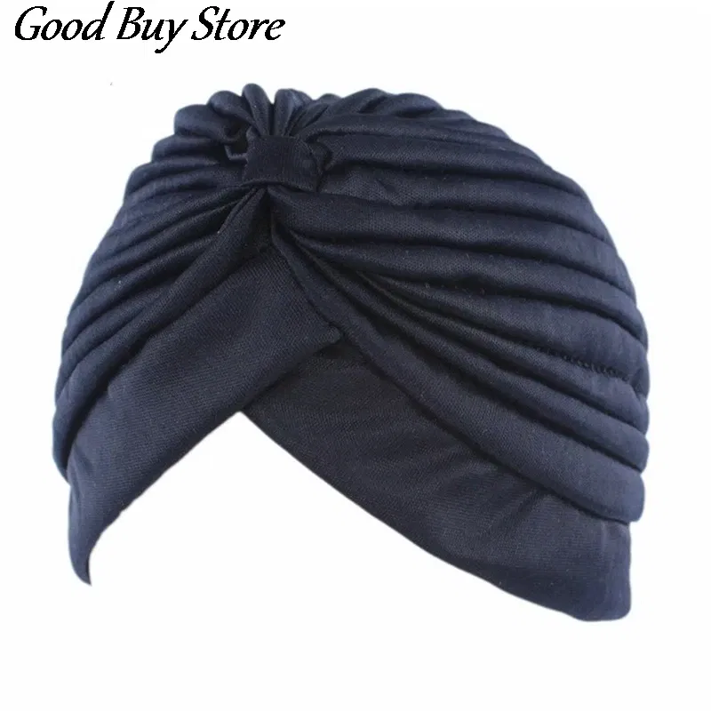 Color: Dusty Pink - Solid Color Turban Hat Women Muslim Stretch Hijabs Hats Islamic Underscarf Head Wrap Cap Female Plain Headwear Headband Soft