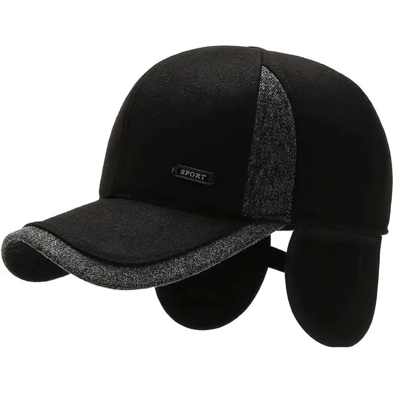 Color: LIGHT GRAY, Size: Adjustable - Auturnn Thick Warm Men Winter Baseball Cap With Ear Flaps, Ideal choice for Gifts