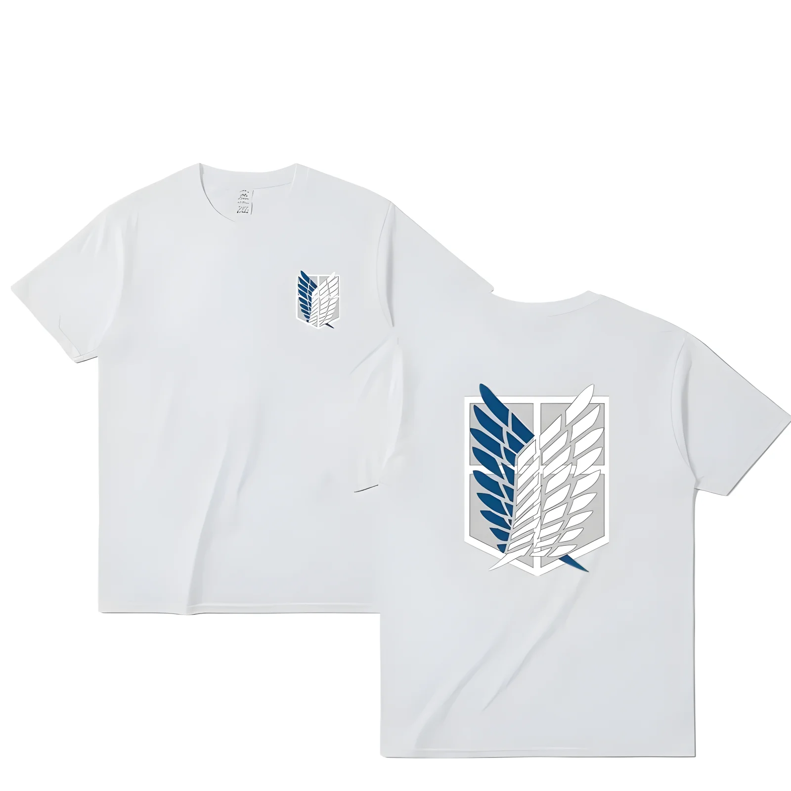 Color: WHITE, Size: XXXL - Attack on Titan T-shirt Wings of Freedom Short Sleeve Ackerman Mikasa Eren Jaeger Men Cotton Tops Summer Oversized O-Neck Tee