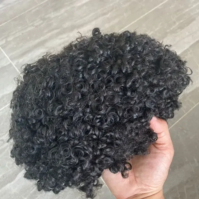 Toupee Color: 580#, Toupee Density: 130%, Length: 6 inches, Toupee Size: 6x9, Toupee Design: free - 20MM Curly Brown Black Super Durable Mono Lace&Pu Mens Toupee Wig Human Hair 15mm Capillary Prosthesi Weave Replacement For Male