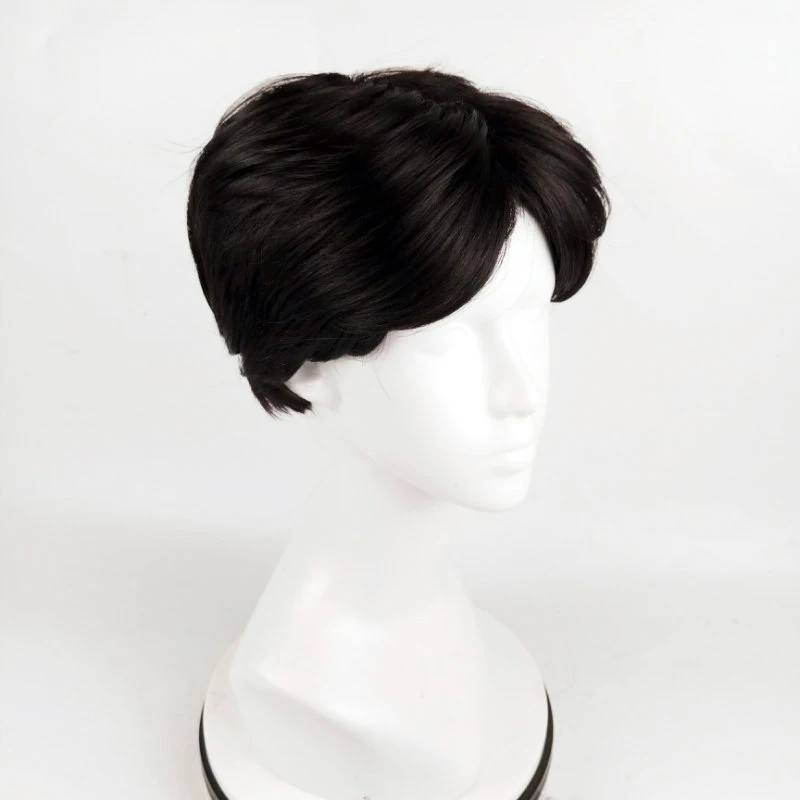 Color: WHITE, Bulk Buy: 1pc - Fashion Men Synthetic Black Short Wig With Middle Parted Bang DIY Styling Wig for Men Daily Wear Toupee Hairpieces Straight Hair