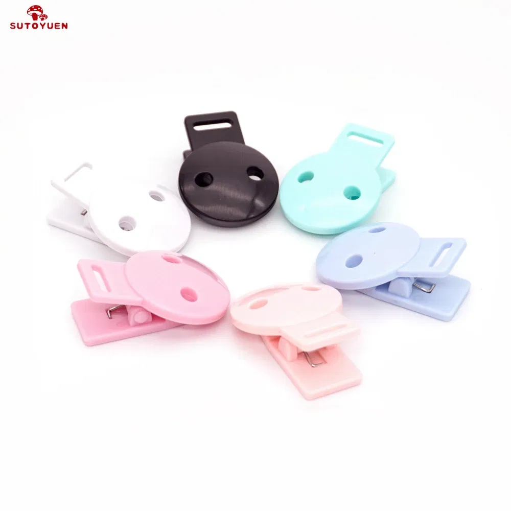 Color: Pink - Sutoyuen 20pcs Round Head Pacifier Clip Soother Holder For DIY Beads Baby Dummy Chain Plastic Pacifier Clips Baby Accessories