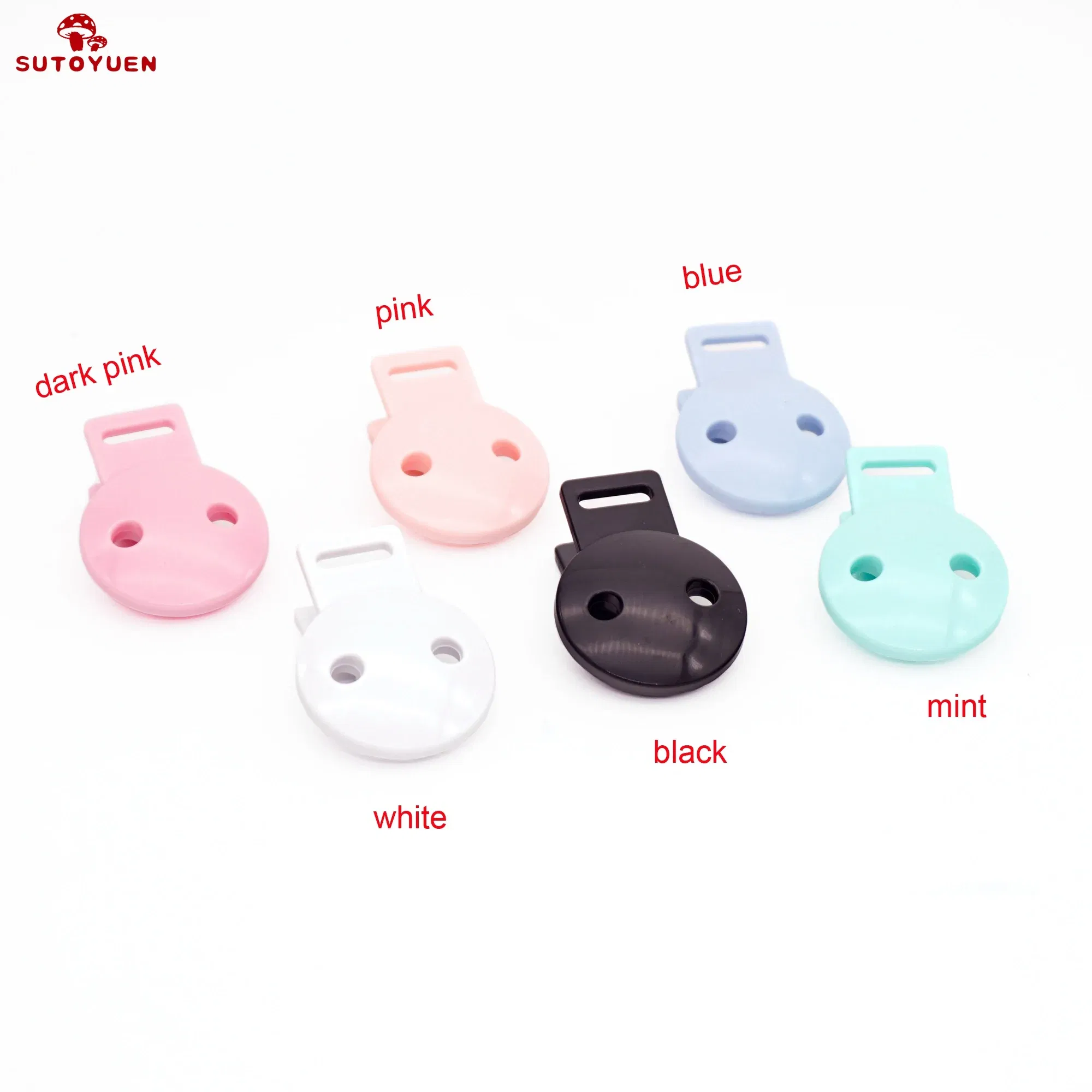 Color: Pink - Sutoyuen 20pcs Round Head Pacifier Clip Soother Holder For DIY Beads Baby Dummy Chain Plastic Pacifier Clips Baby Accessories