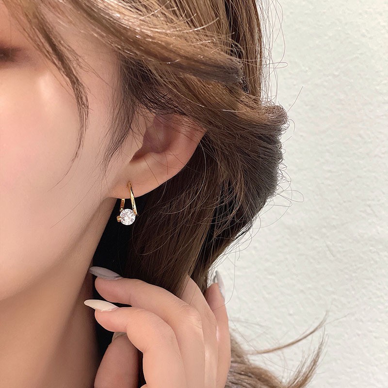 Simple Single Zirconia Earrings