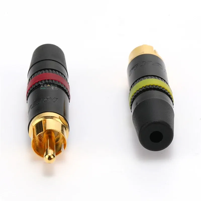 Color: Yellow - Original Neutrik's REAN Gold-plated Phono RCA Connector Audio Video Lotus Plug NYS373 Cable Connector NYS366 with Spring Tail