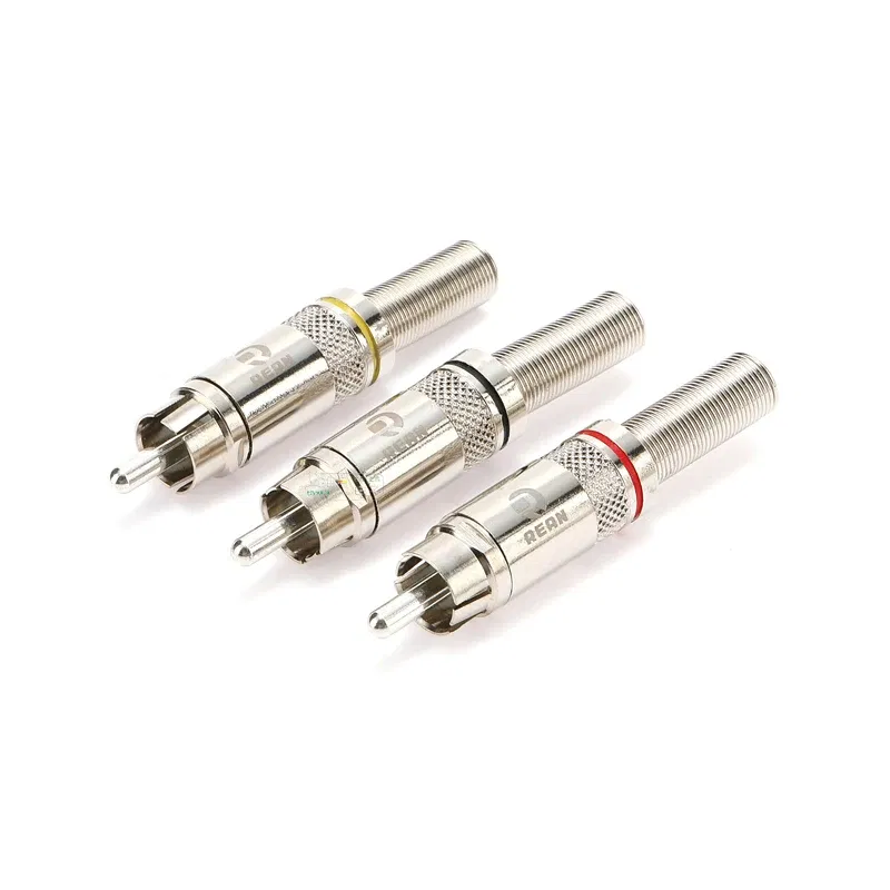 Color: Yellow - Original Neutrik's REAN Gold-plated Phono RCA Connector Audio Video Lotus Plug NYS373 Cable Connector NYS366 with Spring Tail