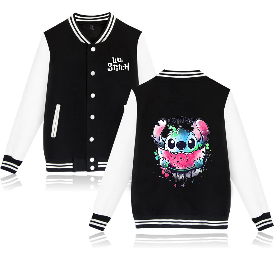 Color: PURPLE, Size: XS - Lilo Stitch Baseball Jacket Men Women Hip Hop Harajuku Jackets Streetwear Kids Boys Girls Loose College Coats