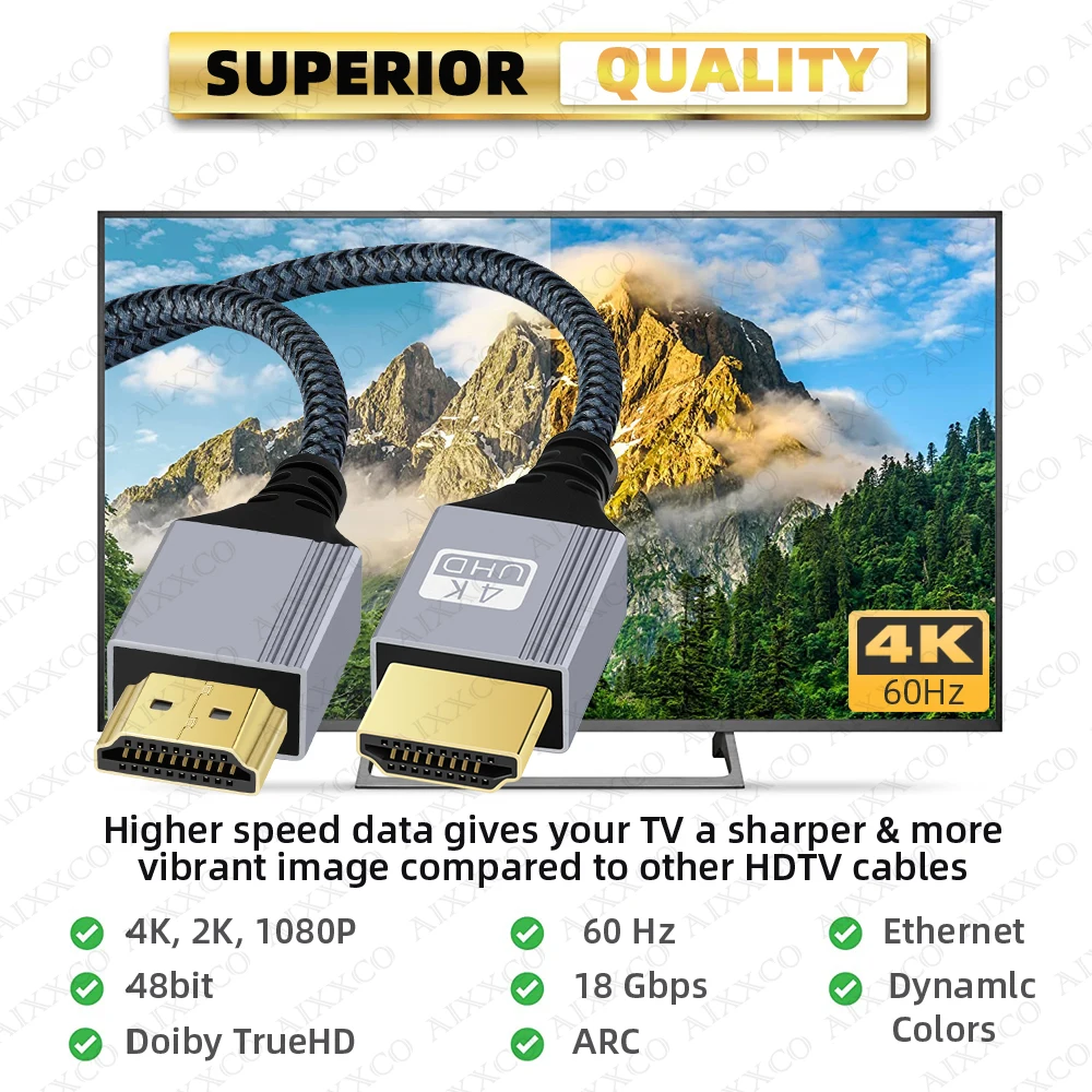 Length: 12m - HDMI-Compatible Cable 2.0 Wire 4K 60Hz for Xiaomi Xbox PS5 PS4 Laptops HDMI-Compatible Splitter Digital Cable Cord 2m 3m 5m 10m