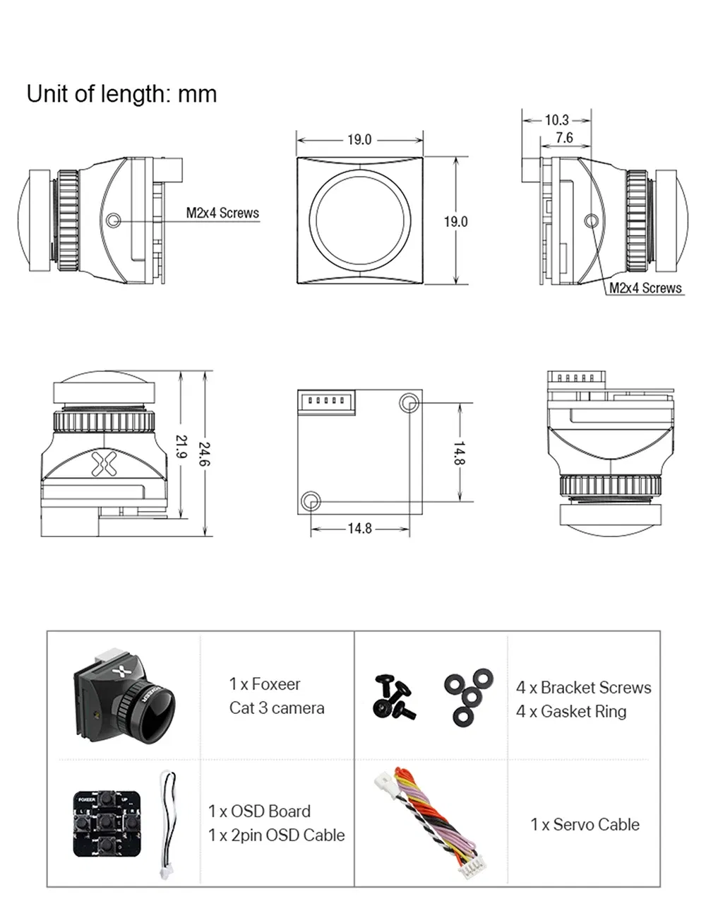 Color: Red - Foxeer Cat 3 Micro Mini FPV Camera 1200TVL 0.00001Lux FPV Night Camera For RC Racing Drone